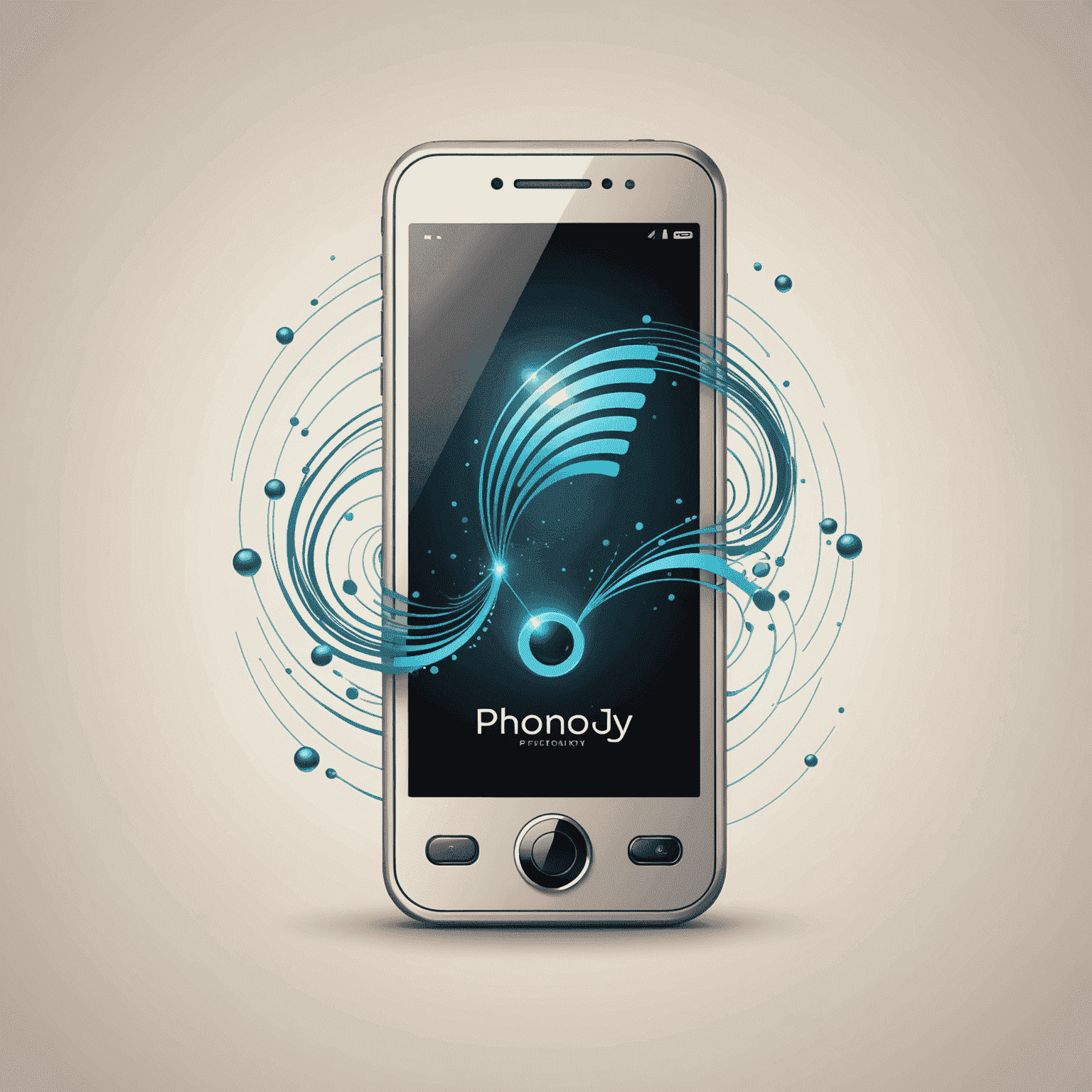 Phoniojyr logo - A stylized mobile phone with communication waves