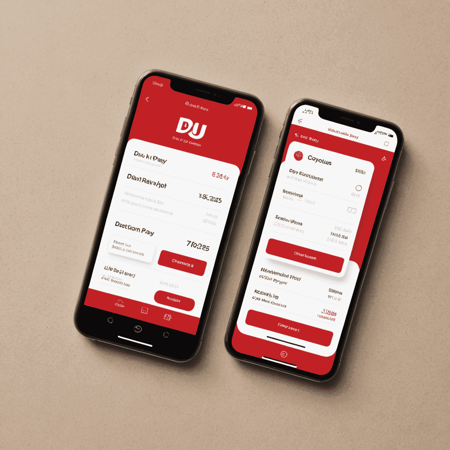 DU Quick Pay app interface showing a simple and intuitive payment screen with red and white color scheme