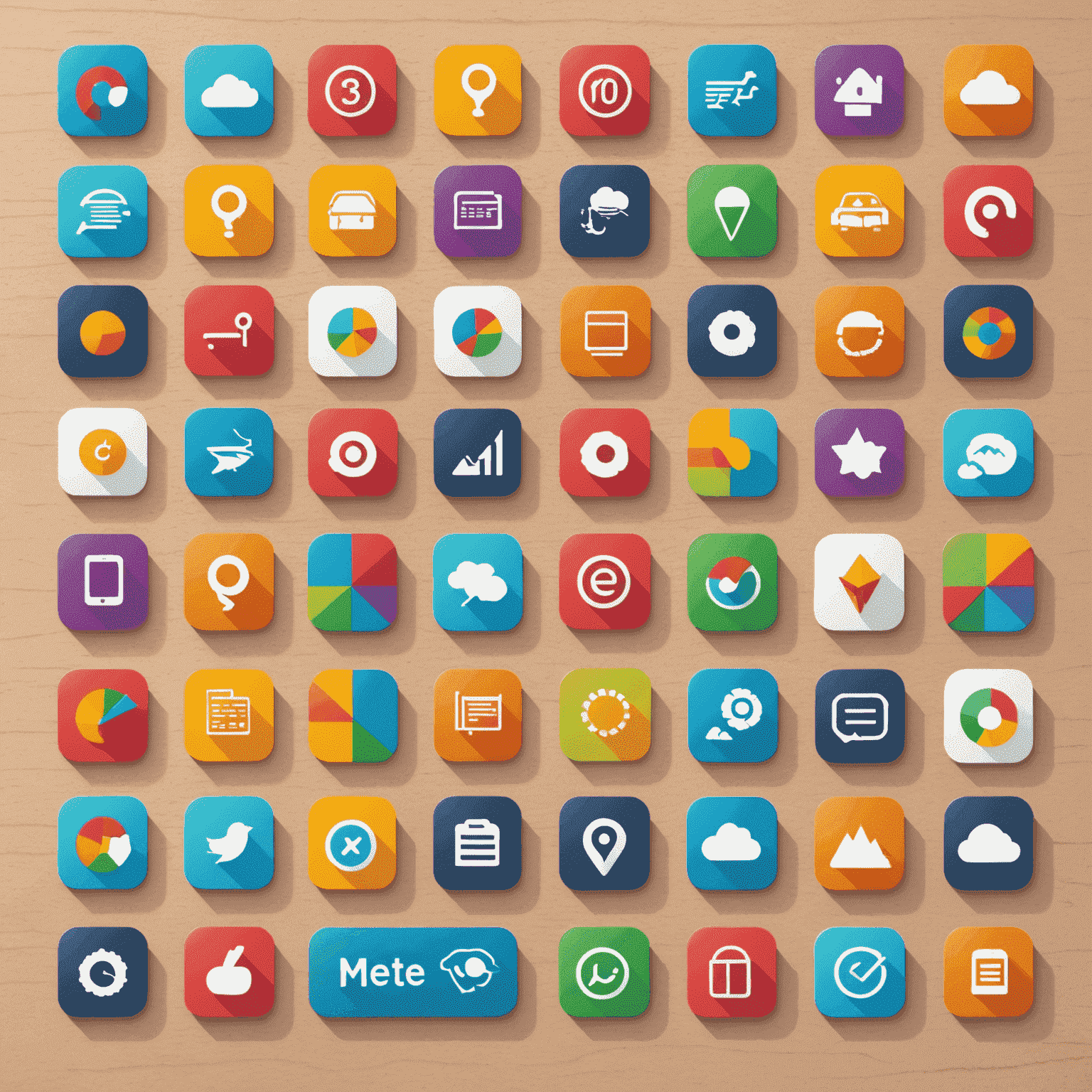 Collage of colorful app icons with trending charts and category labels