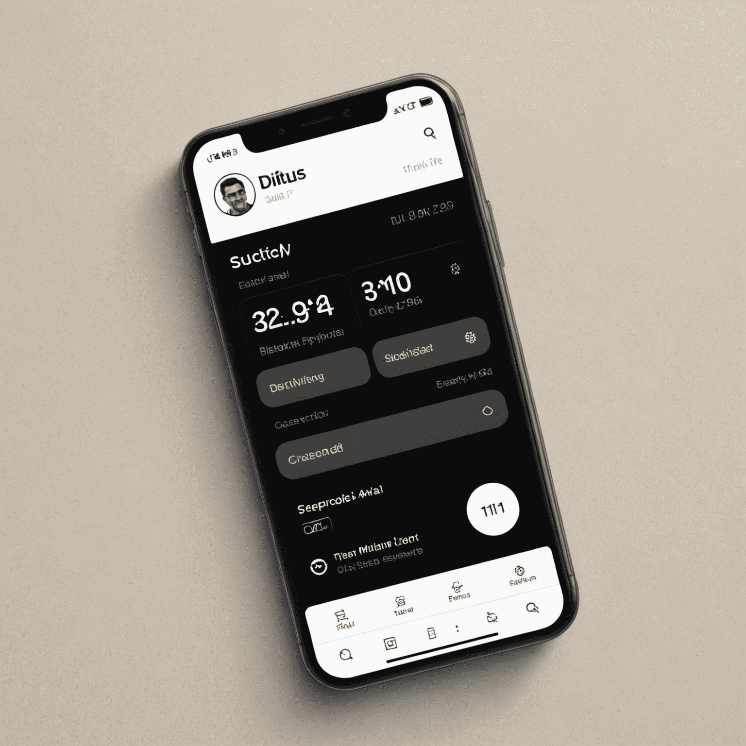 DU Top Up app interface displaying a sleek black and white design with easy-to-use top-up features